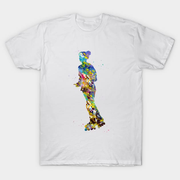 Roller skating girl T-Shirt by erzebeth